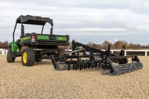 SportPro M3 being displayed from the back on synthetic footing.