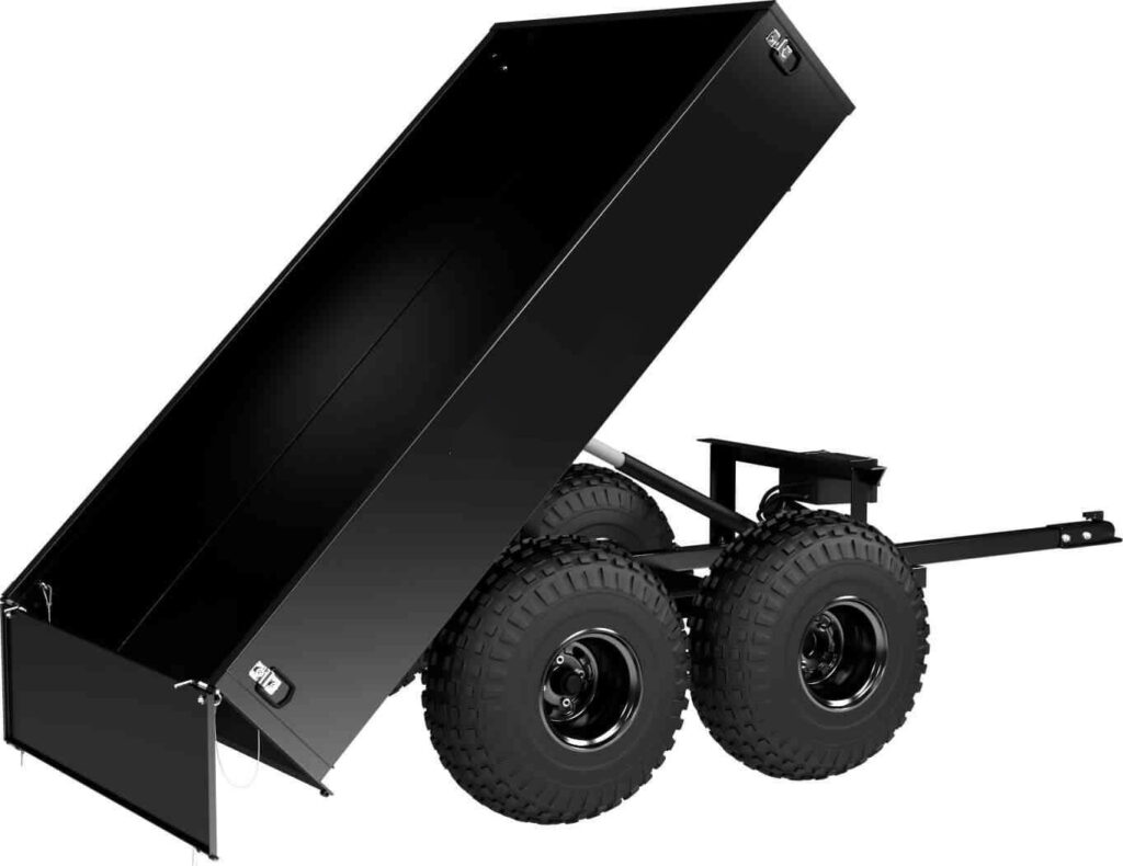 Controllable Dump Angle - The Workman trailer has a very steep dump angle that enables the operator to fully empty the load without manual labor. Many trailers do not have a steep enough angle and force the operator to manually complete the job with a shovel. Not the Workman Trailer however, in fact the trailer dump system is so advanced, the dump angle can be adjusted from the seat of the tow vehicle “on-the-fly.” This allows precise dumping.