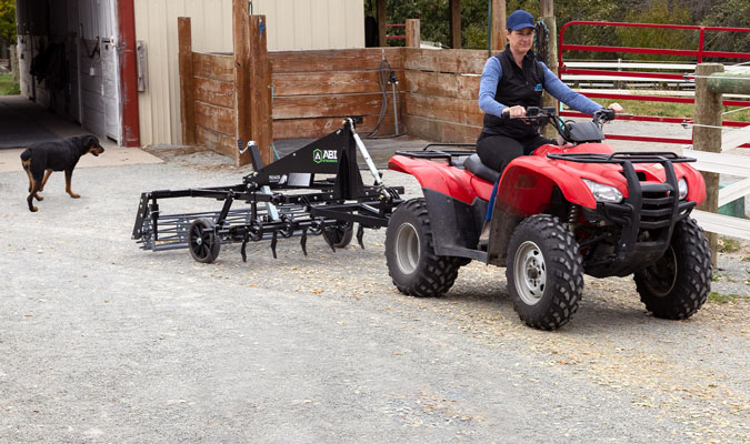 Arena dragged being pulled by a UTV/ATV.
