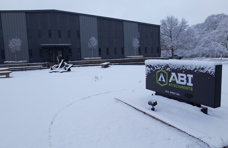 ABI Attachments Headquarters Building in snowy weather.