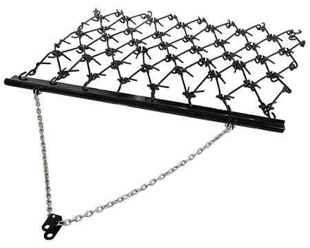 Chain harrow is an agricultural and land management tool used to aerate soil, spread organic materials like manure, remove dead grass and weeds, and prepare a smooth seedbed.