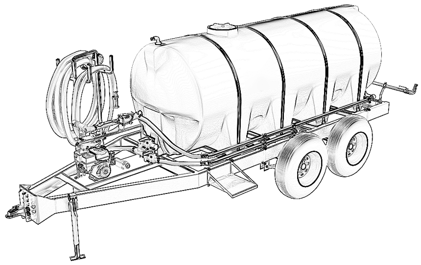 Line Drawing (Sketch) - 1000 Gallon Water Trailer