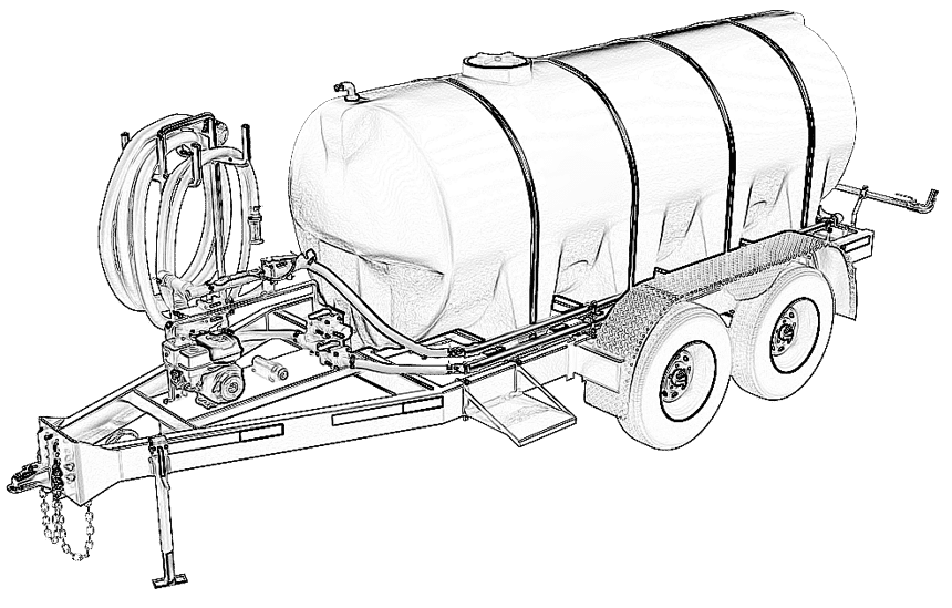 Line Drawing (Sketch) - 1000 Gallon DOT Water Trailer