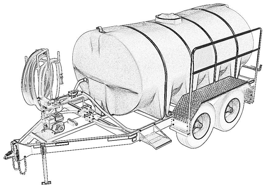 Line Drawing (Sketch) - 1600 Gallon DOT Water Trailer