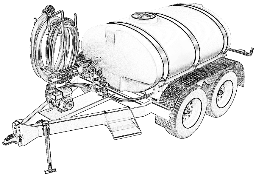 Line Drawing (Sketch) - 500 Gallon DOT Water Trailer