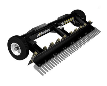 The ABI SR2 (Skid Steer Rake) is a versatile, commercial-duty attachment designed for skid steer loaders to perform land clearing, soil preparation, and grading.