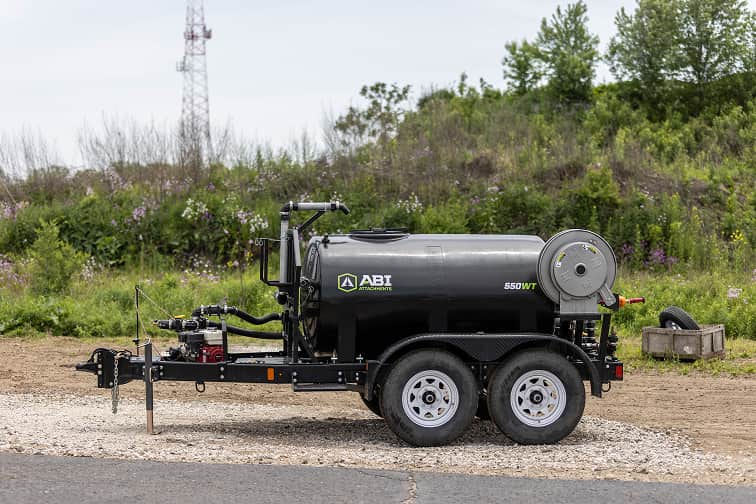 ABI 550 DOT Pro Water Trailer side view with a black water tank