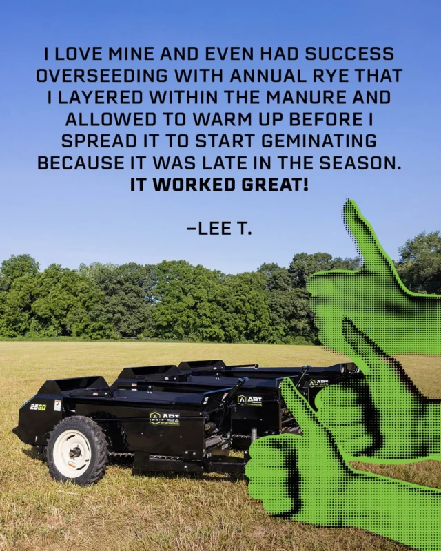 An ABI Manure Spreader gets 💩 done right! 

Check out what some satisfied customers have to say… 🗣️

#ASpreaderWay #ManureManaged #ShredandSpread #ABIManureSpreader